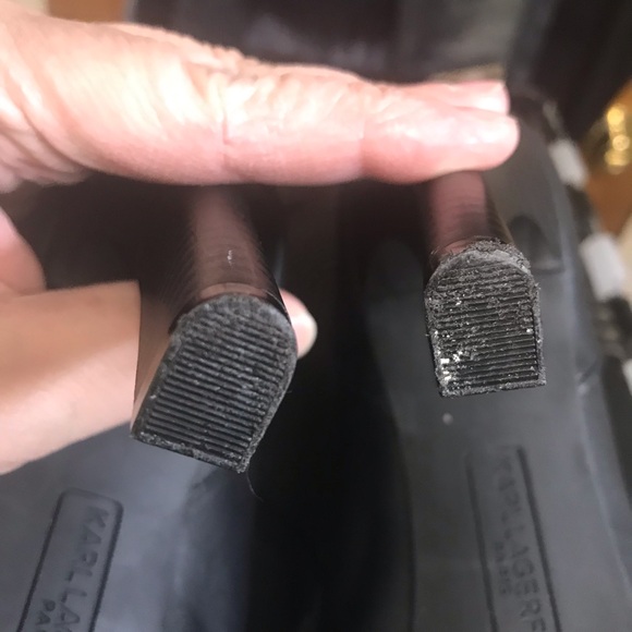 Karl Lagerfeld Brittie Embellished Pearls Women's 8M Peep Toe Black Booties - Picture 16 of 16